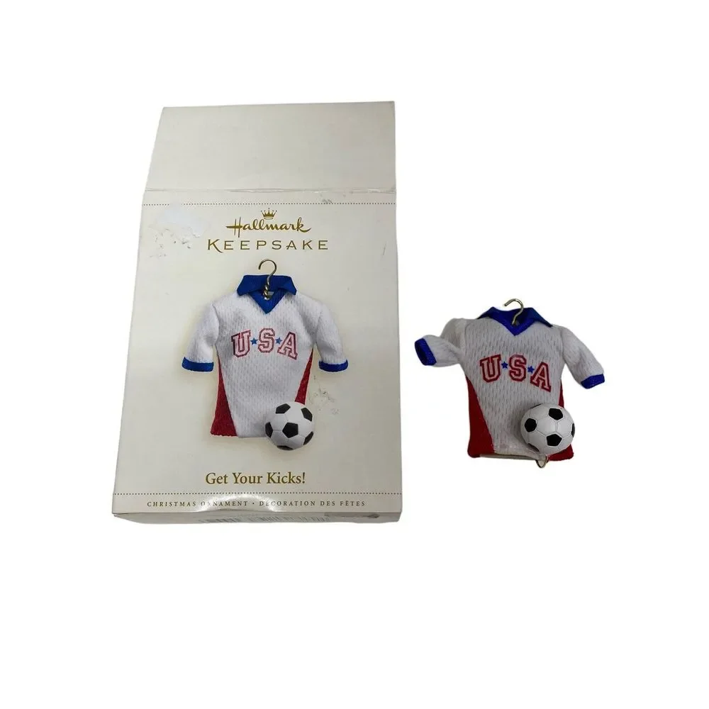 GET YOUR KICKS USA SOCCER Jersey and Ball Hallmark Keepsake Ornament Dated 2006